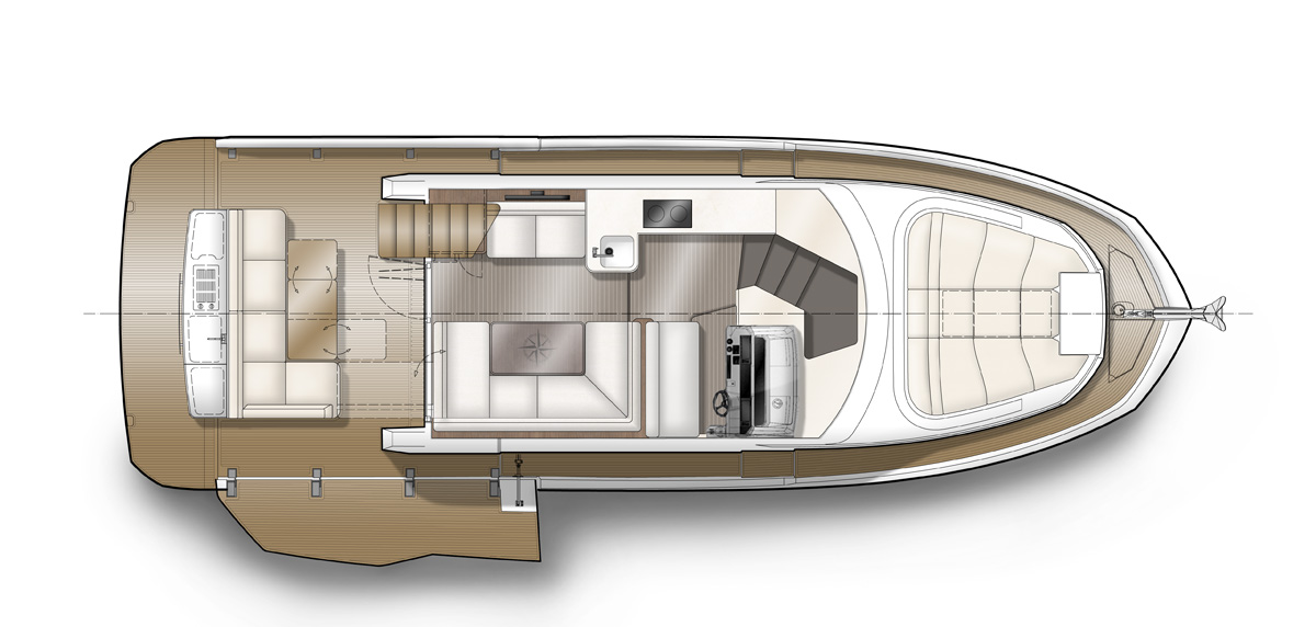 Galeon 410 HTC plan de pont