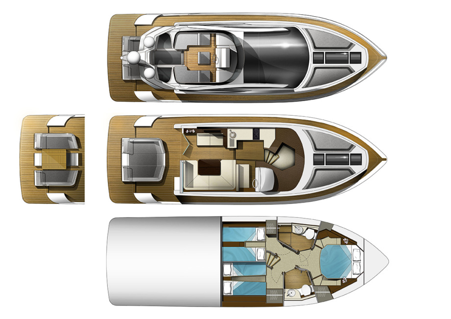 Galeon 430 SKYDECK plan de pont