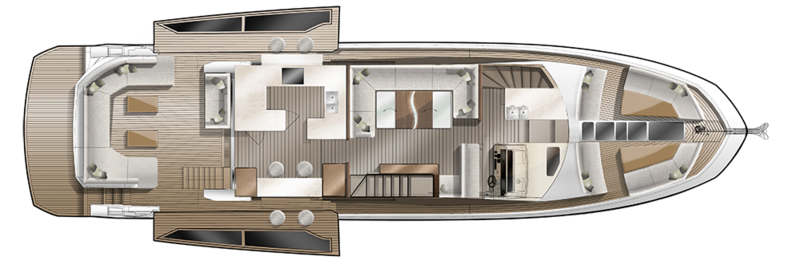 Galeon 640 FLY deck 1 beach mode layout