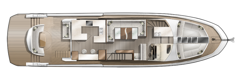 Galeon 640 FLY plan de pont deck 1 rotating aft seat