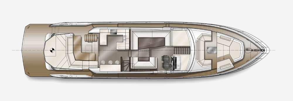 Galeon 700 SKYDECK plan de pont deck 1