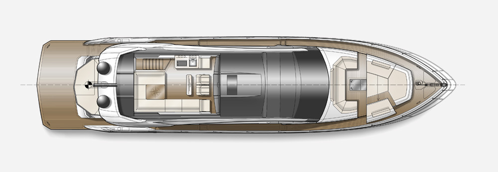 Galeon 700 SKYDECK plan de pont sky