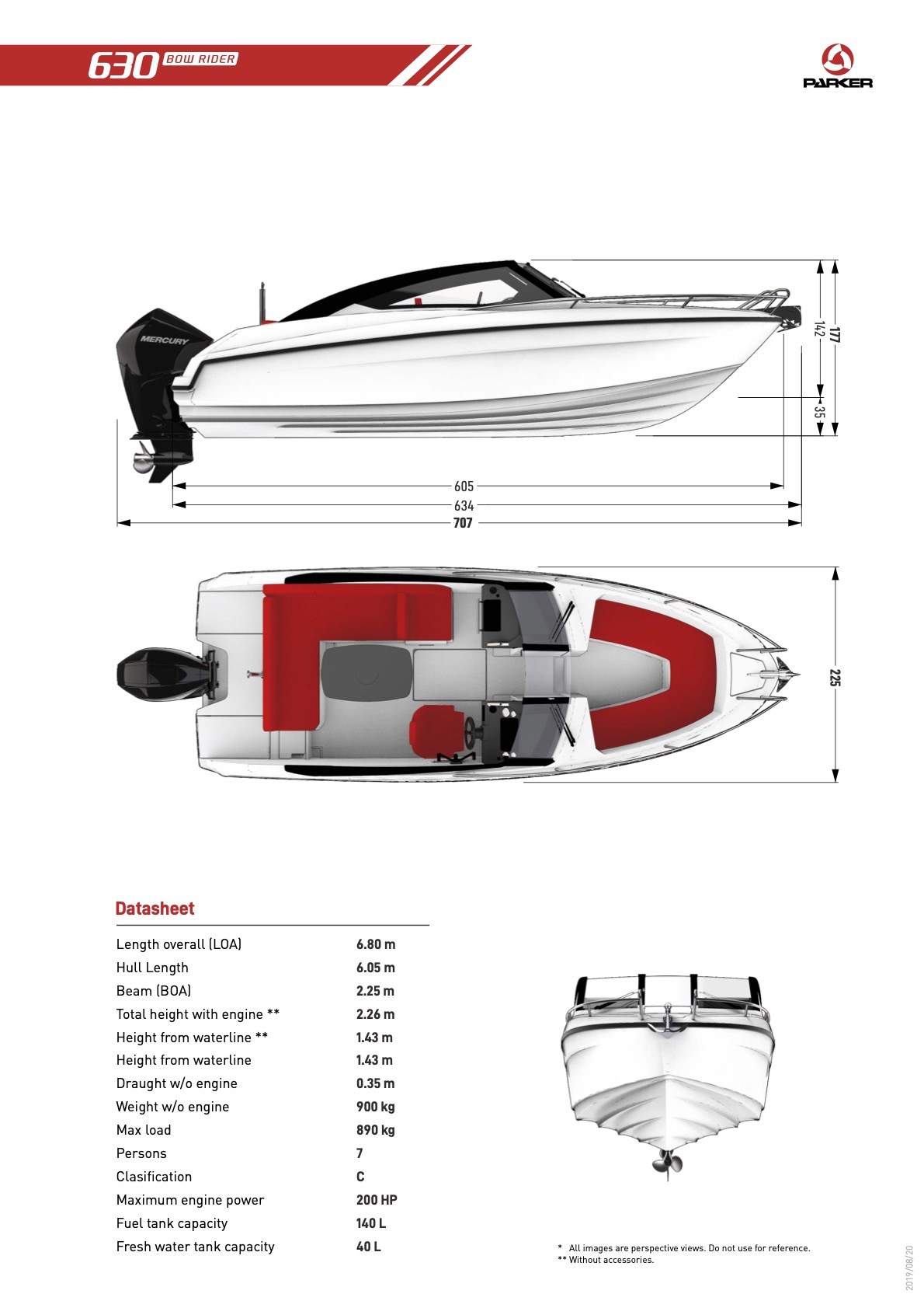 Parker 630 Bowrider plan de pont