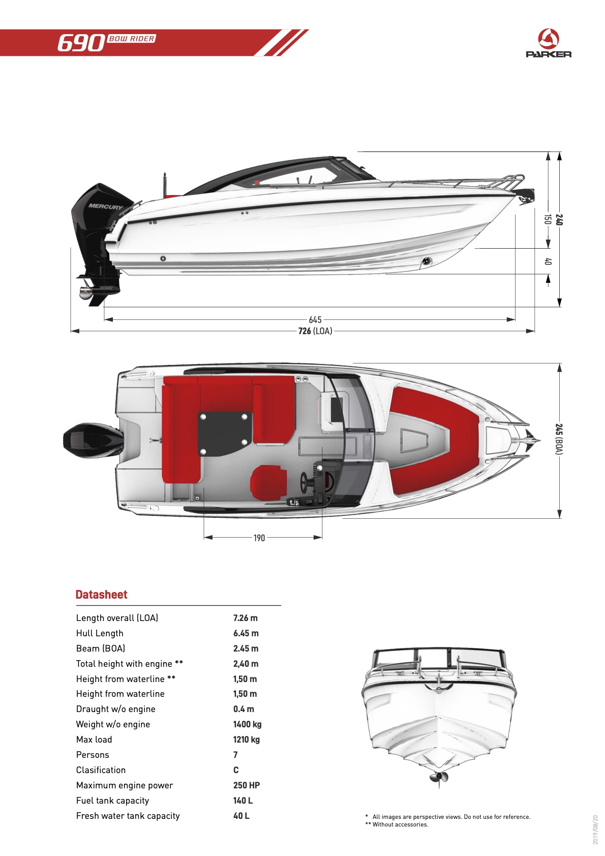 Parker 690 Bowrider plan de pont