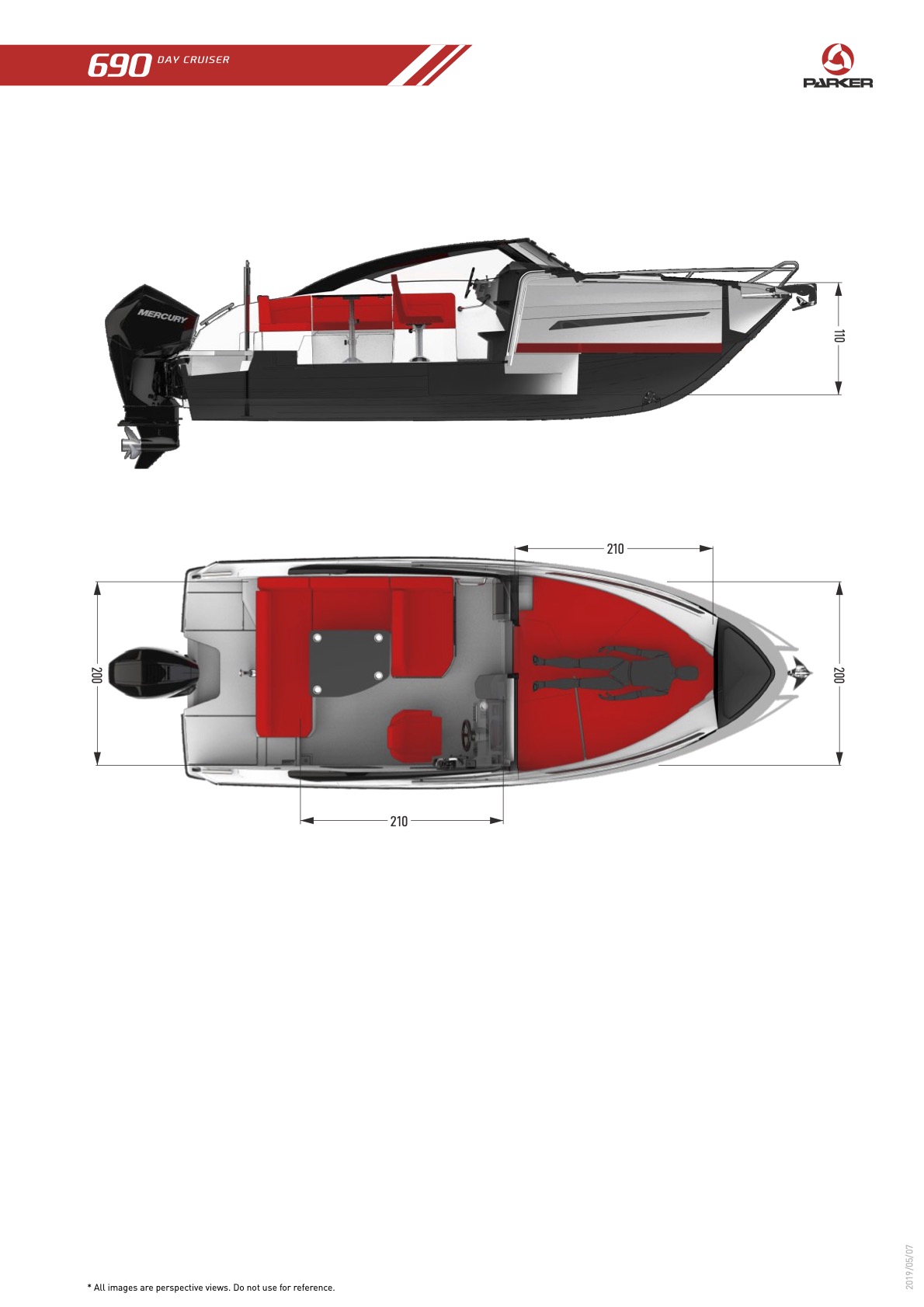 Parker 690 Day Cruiser plan de pont intérieur