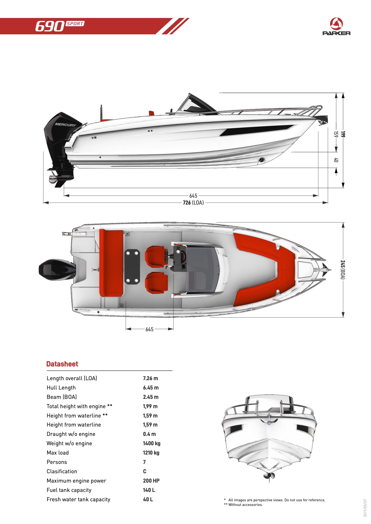 Parker 690 Sport plan de pont