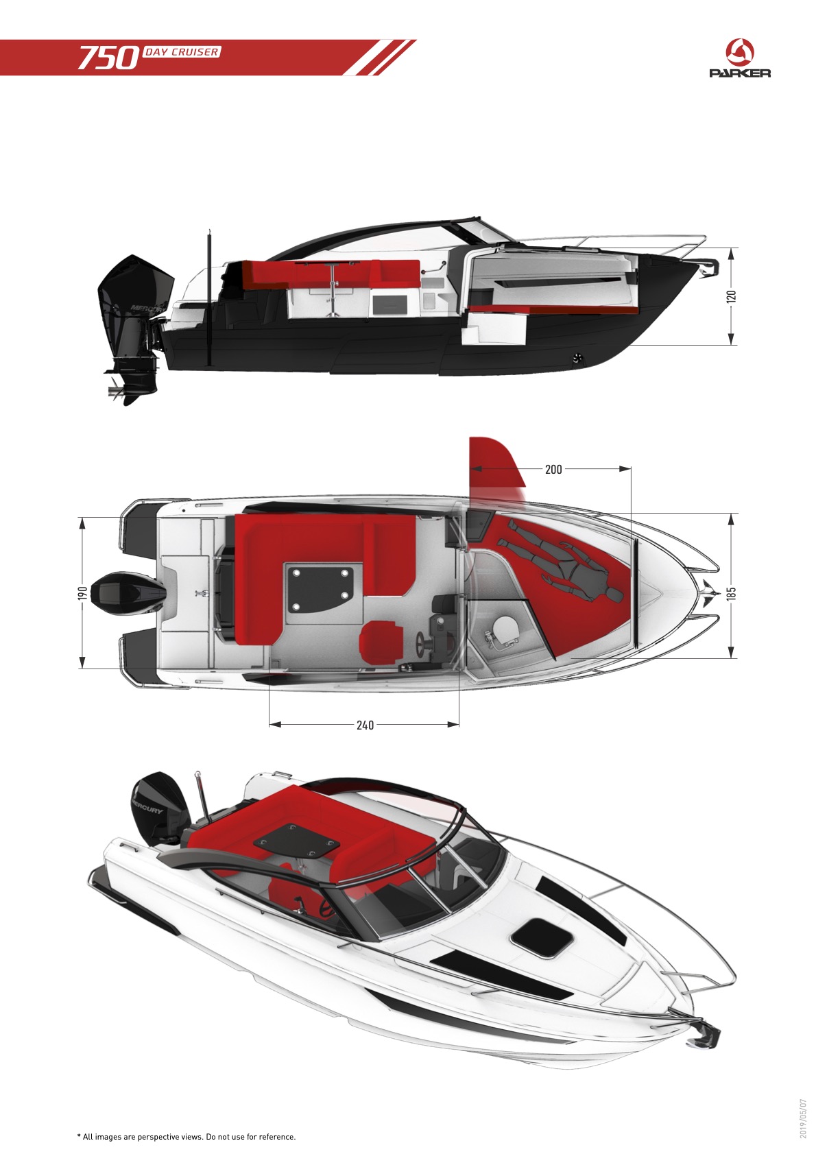 Parker 750 Day Cruiser plan de pont intérieur