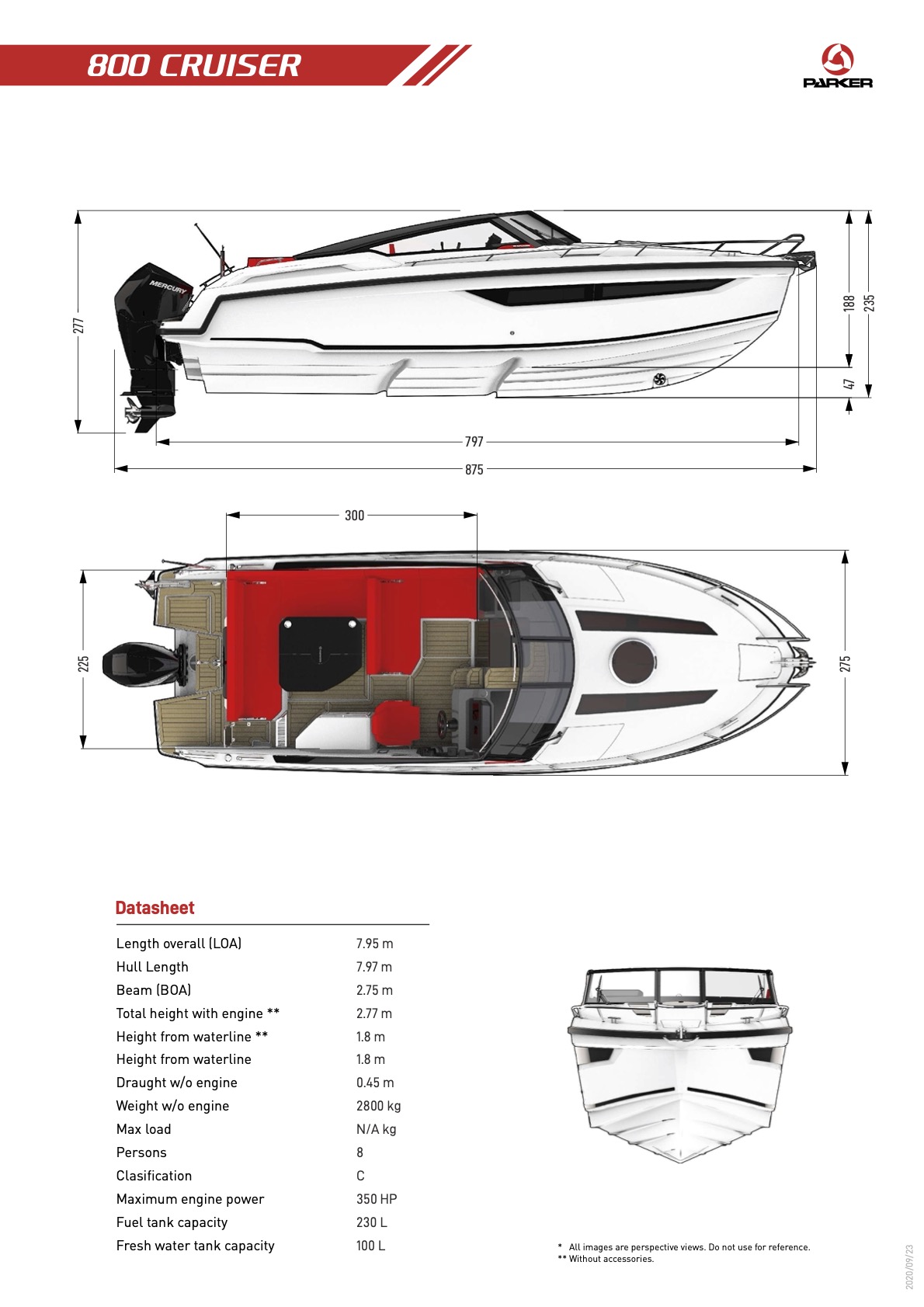 Parker 800 Cruiser plan de pont exterieur