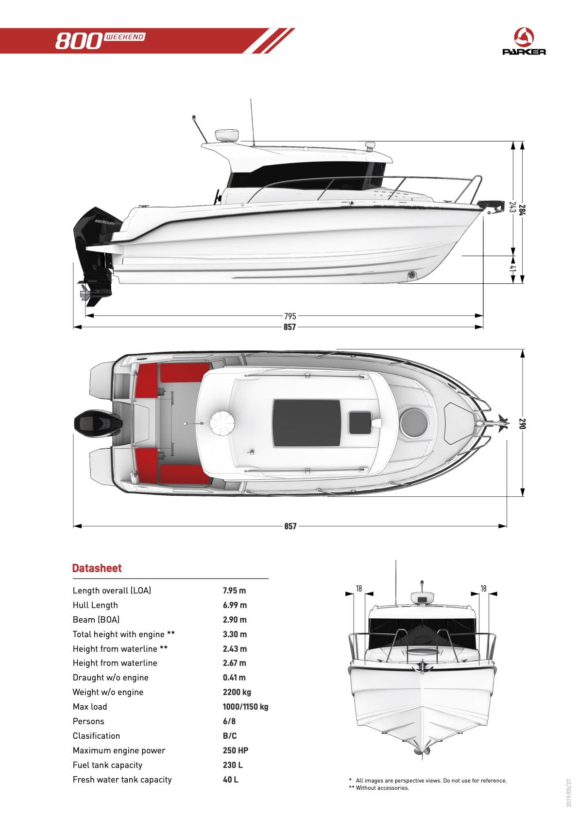 Parker 800 Weekend plan de pont exterieur