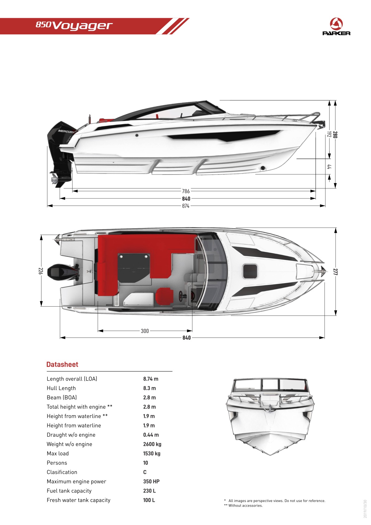 Parker 850 Voyager plan de pont exterieur