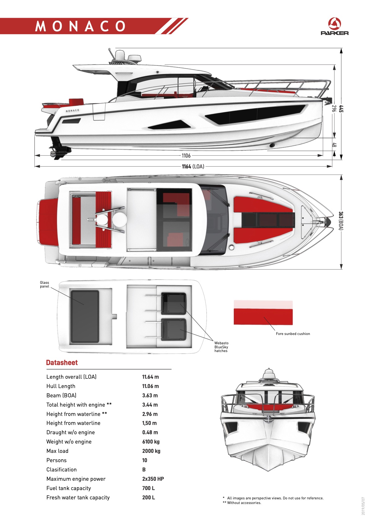 Parker Monaco 110 plan de pont exterieur