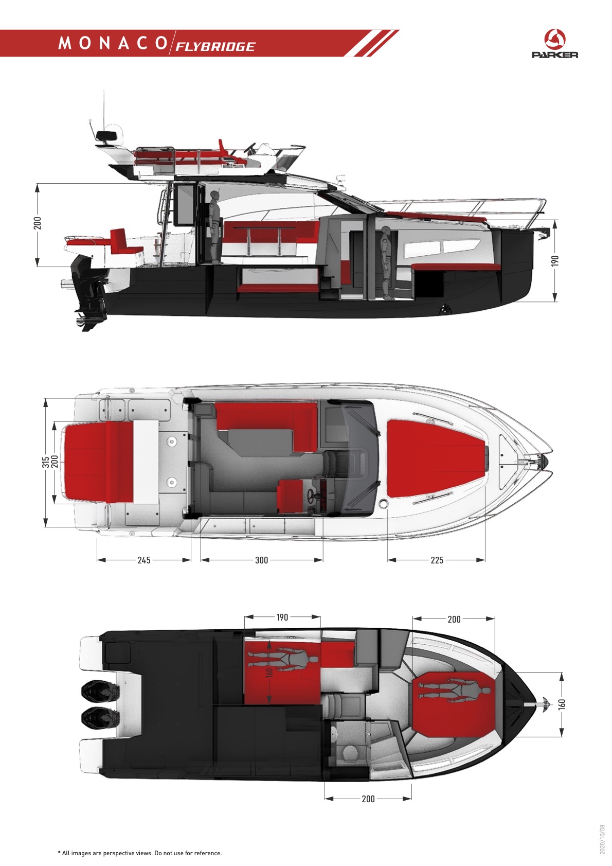 Parker Monaco Flybridge plan de pont interieur